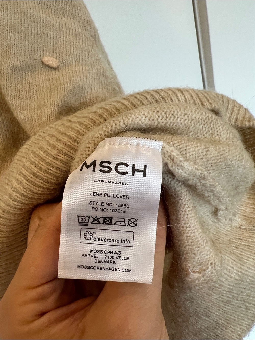 Textured Cream Crewneck Sweater with Dot Detail - Picture 3 of 4